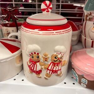 Festive Cookie Jar with Gingerbread Design